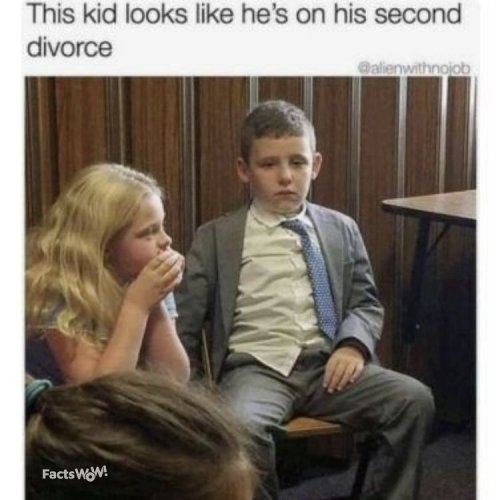This kid looks like he's on his second divorce