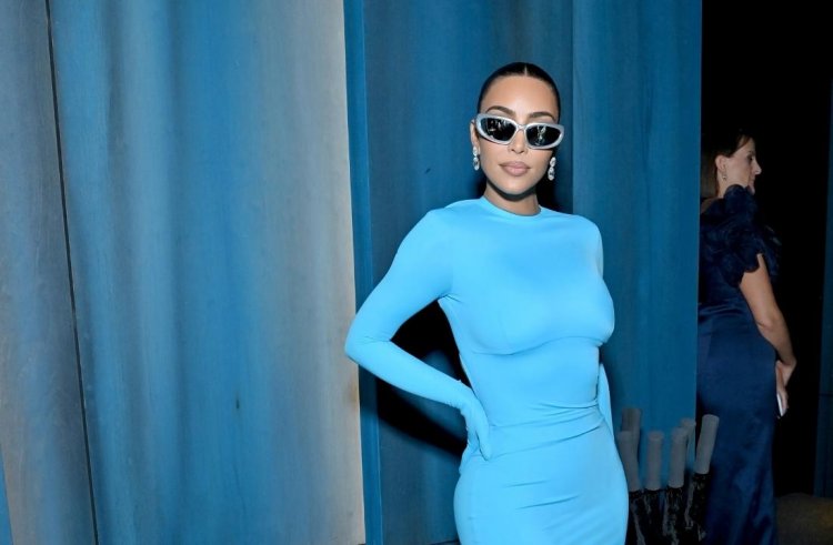 Kim Kardashian Brings Neon Blue Drama To Balenciaga After The Oscars